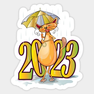 Happy New Year Cats 2023 Sticker